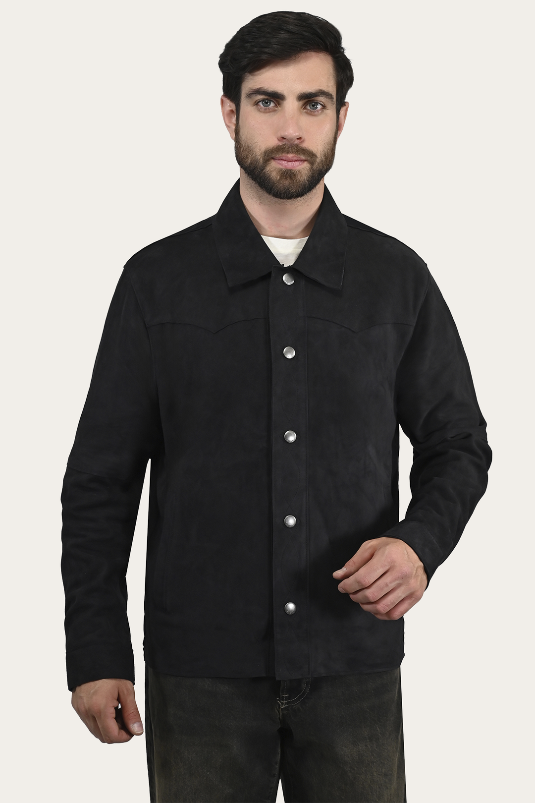 Navy Blue Leather Jackets Frye Men’s Navy Blue Judd Minimalist Suede Shacket
