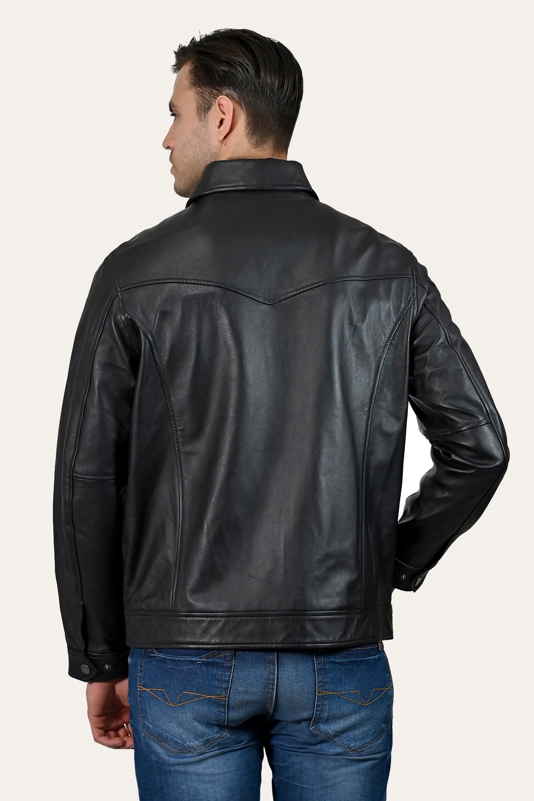 Black Leather Jackets Frye Men’s Black Durango Trucker Leather Jacket