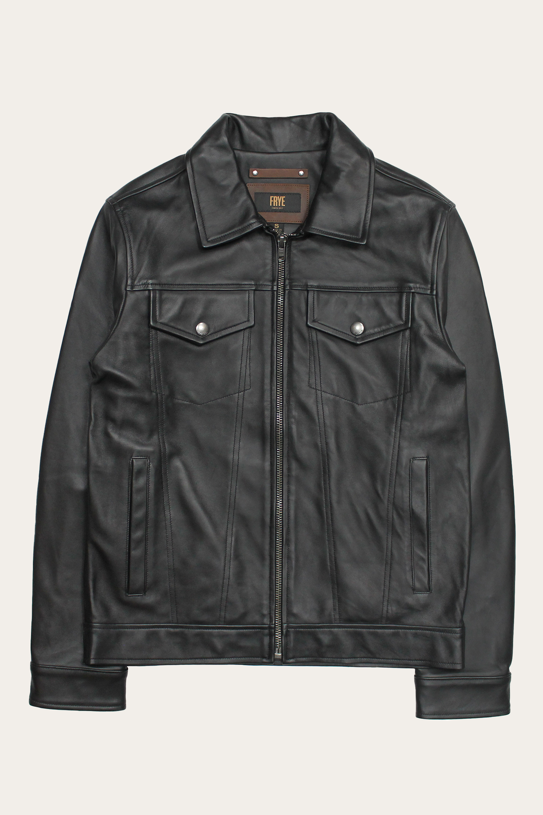 Black Leather Jackets Frye Men’s Black Durango Trucker Leather Jacket
