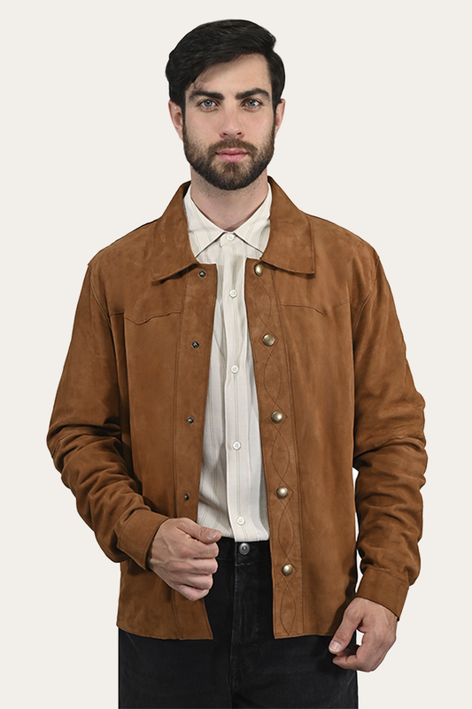 Middle Brown Leather Jackets Frye Men’s Middle Brown Judd Minimalist Suede Shacket