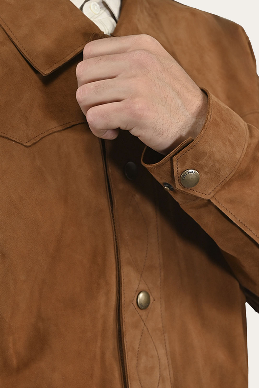 Middle Brown Leather Jackets Frye Men’s Middle Brown Judd Minimalist Suede Shacket