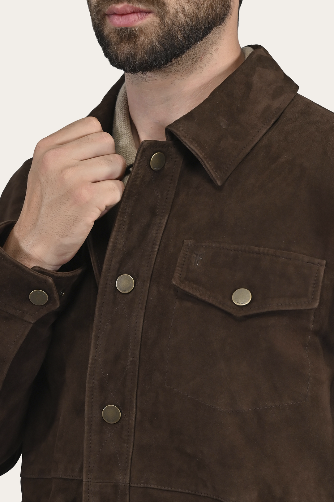 Dark Brown Leather Jackets Frye Men’s Dark Brown Authentic Suede Shacket