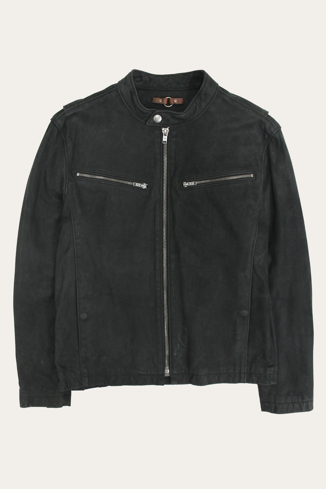 Black Leather Jackets Frye Men’s Black Cattleman Vintage Cafe Racer Leather Jacket