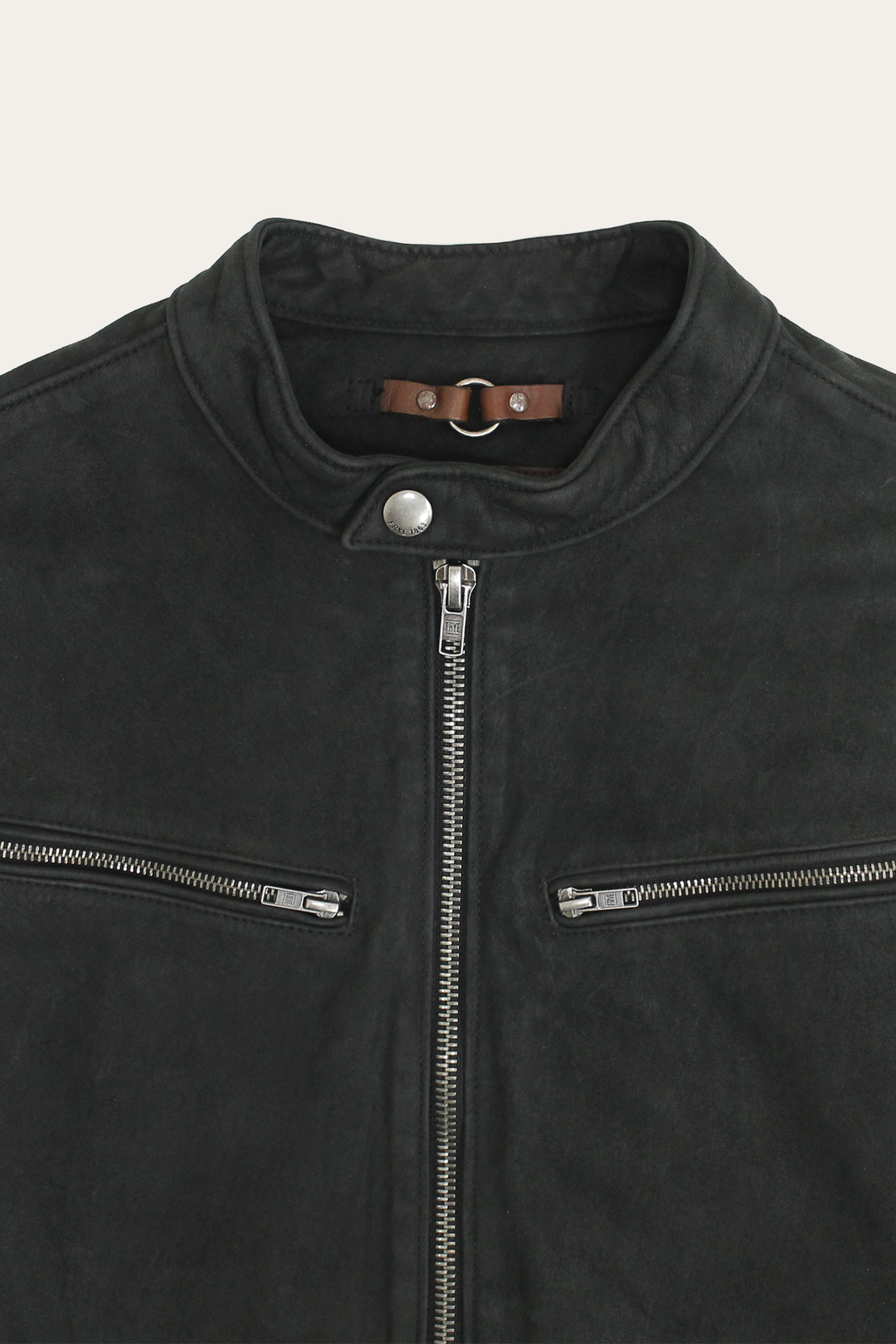 Black Leather Jackets Frye Men’s Black Cattleman Vintage Cafe Racer Leather Jacket