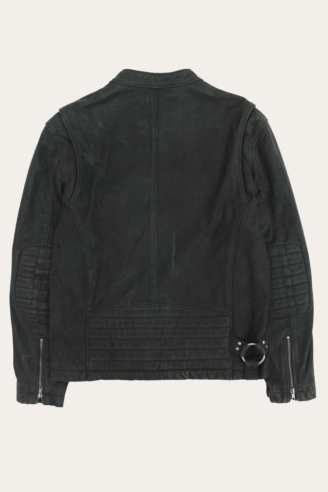 Black Leather Jackets Frye Men’s Black Cattleman Vintage Cafe Racer Leather Jacket