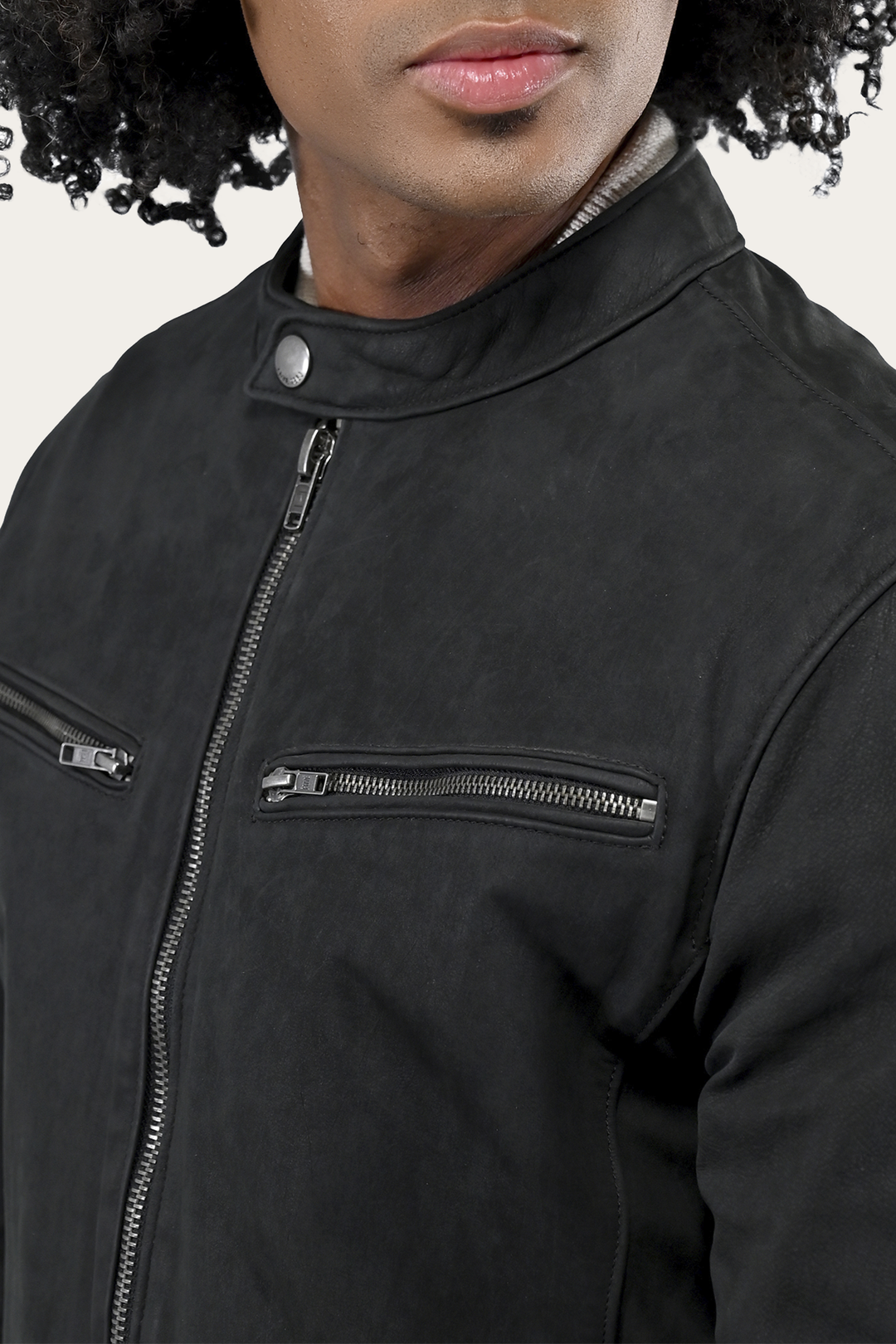 Black Leather Jackets Frye Men’s Black Cattleman Vintage Cafe Racer Leather Jacket