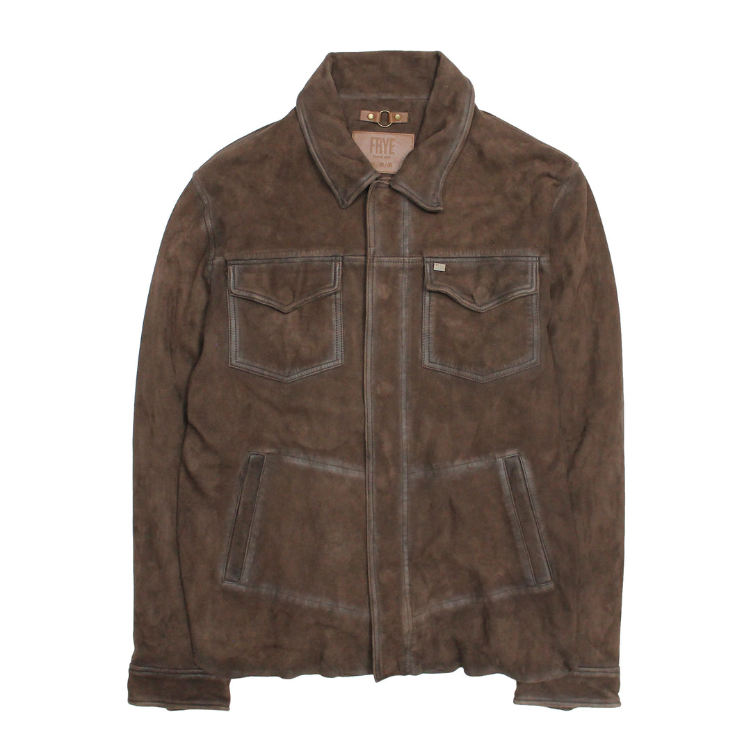 Dark brown Leather Jackets Frye Men’s Dark Brown Brody Suede Shacket