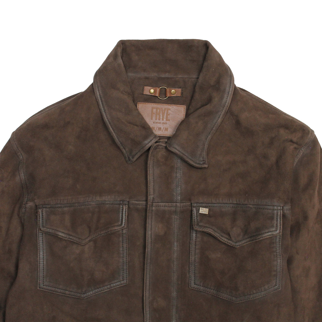 Dark brown Leather Jackets Frye Men’s Dark Brown Brody Suede Shacket