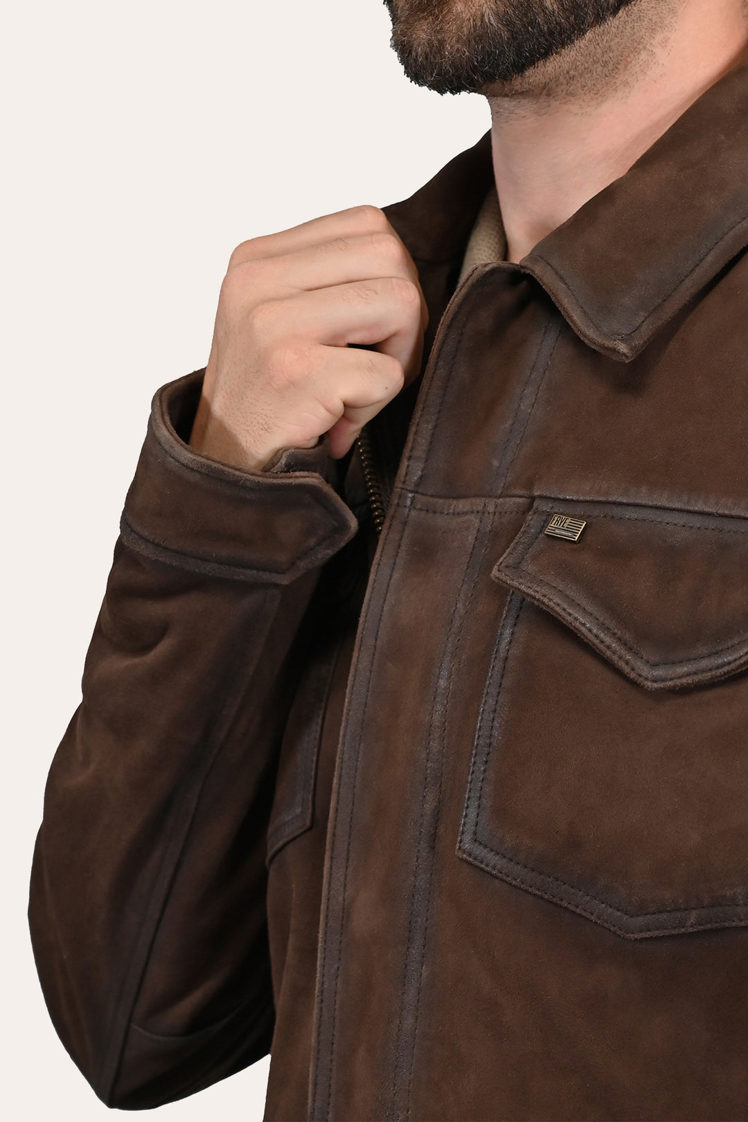 Dark brown Leather Jackets Frye Men’s Dark Brown Brody Suede Shacket