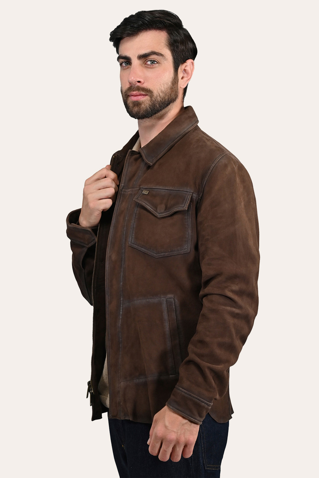 Dark brown Leather Jackets Frye Men’s Dark Brown Brody Suede Shacket